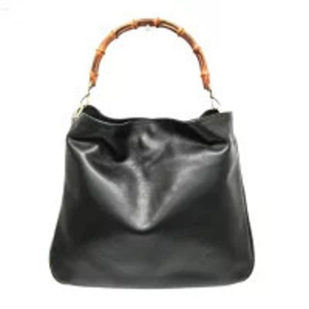 Gucci Bamboo Leather 2Way Top Handle Bag Black